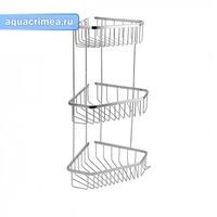 Полочка угловая пятиугольная  тройная 25х22х18  см  из нержавеющей стали